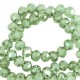 Faceted glass beads 4x3mm disc Citrus green-pearl shine coating